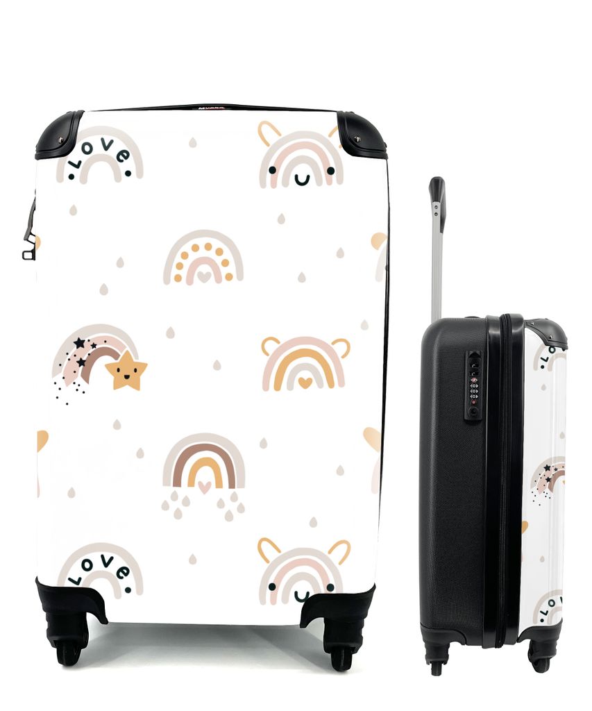 MuchoWow Koffer Handgepäck Trolley Rollkoffer Kleine Reisekoffer mit 4 Rollen - Muster - Regenbogen - Tropfen - Cabin Size < 55x40x23 cm & 55x40...