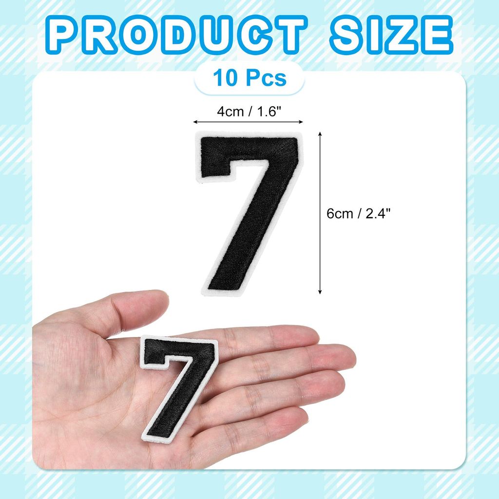10 Stk. Zahlen Patches 6cm H?he Nummer 7 Bestickte Nachbildungative Reparatur-Patches zum Aufbš¹geln/N?hen auf Stickerei-Applikationen fš¹r Nac...