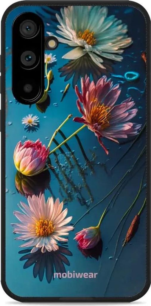 Handyhülle für Galaxy S23 FE, Mobiwear Glossy Case, Blau-Blumig