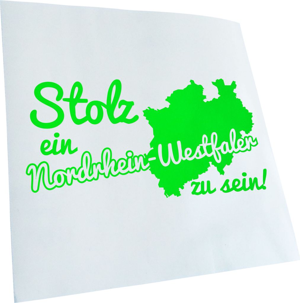 Kiwistar - Autoaufkleber - Nordrhein-Westfale Stolz - Neongrün - 24x12cm - Aufkleber für Auto, Laptop, Fahrrad, LKW, Motorrad mehrfarbig JDM Deca...