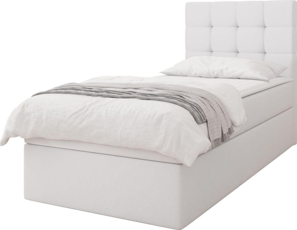 MIRJAN24 Boxspringbett mit Bettkasten Luanda Single, Einzelbett mit Topper, Kopfteil, Härtegrad H3 (Farbe: Soft 017, Größe: 100x200 cm)