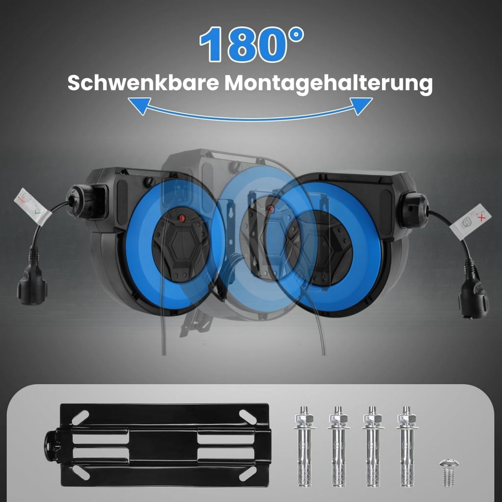 15m+2m professionelle automatische Kabelaufroller, 180° Produktbild 2