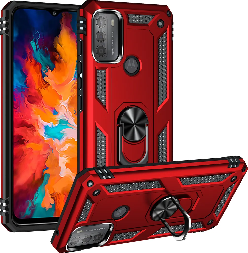 Custodia Antiurto Moto G50 4G Rosso: Armatura Rugged con Kickstand