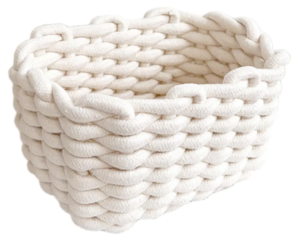 Organiseur de table à langer en coton tressé, bac de rangement blanc