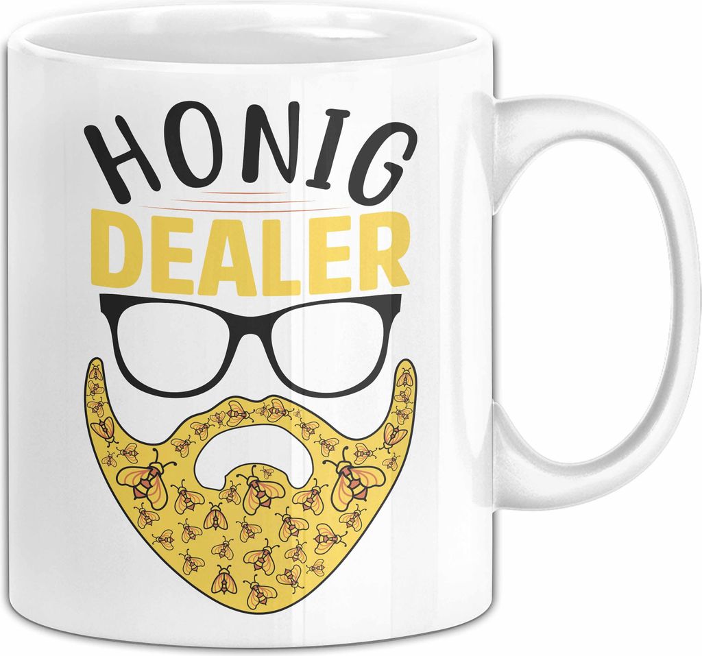 Imker Tasse Geschenk Bienen Honig Dealer Sonnenbrille Bienen-Liebhaber Imkerei (Weiß)