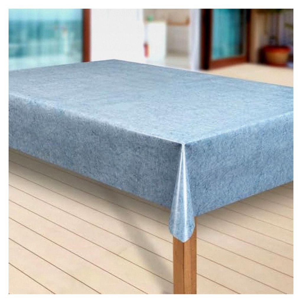 Wachstuch-Tischdecke Abwaschbar Garten-Tischdecke PVC Plastik-Tischdecken Eckig Meterware Wasserabweisend |29|, Muster: Uni blau meliert, Größe: ...