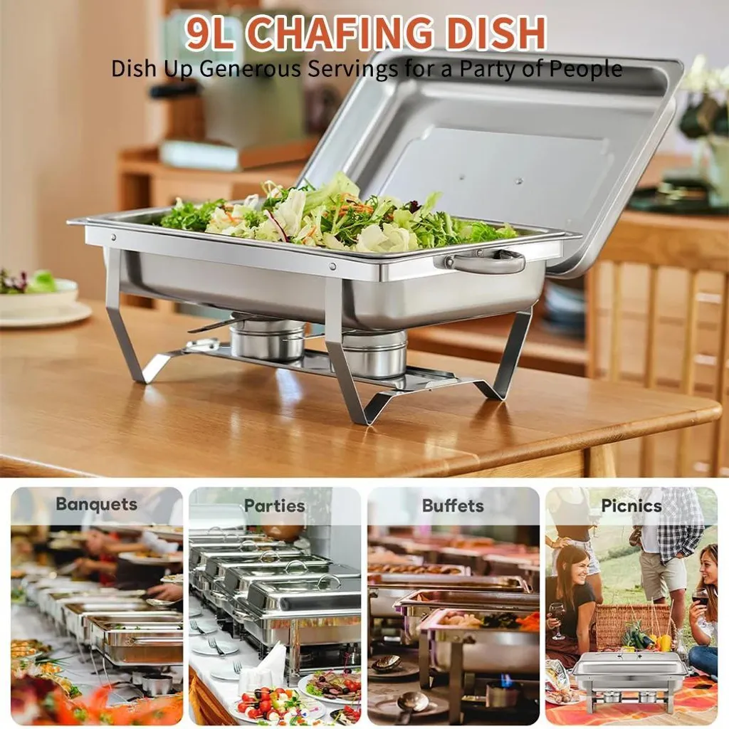 Chafing Dish Buffet Ottimizzato | Scaldavivande Inox Alta Efficienza - 5