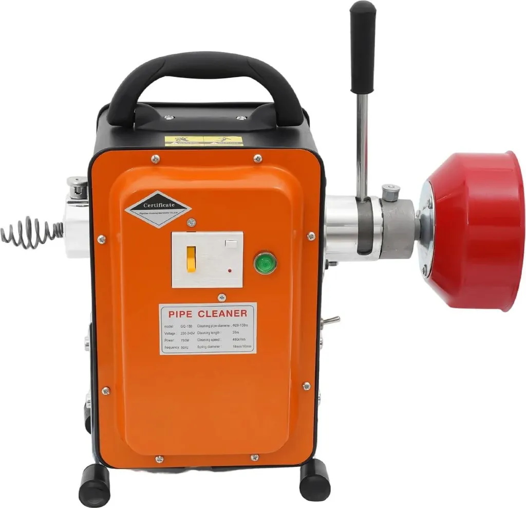Machine de nettoyage de tuyaux GQ-180 750W avec spirale de 20m orange