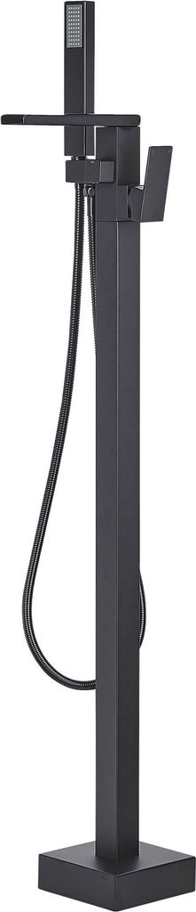 BELIANI Badewannenarmatur Freistehend matt Schwarz futuristische gerade Form Edelstahl mit Enhebelhandmischer und Standhandbrause Modern Zeitlos