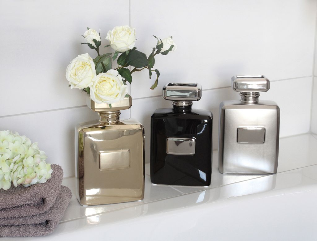 Gilde Vase, Milano, Keramik, silberfarben, VE 2 Höhe: 22.00 Produktbild 