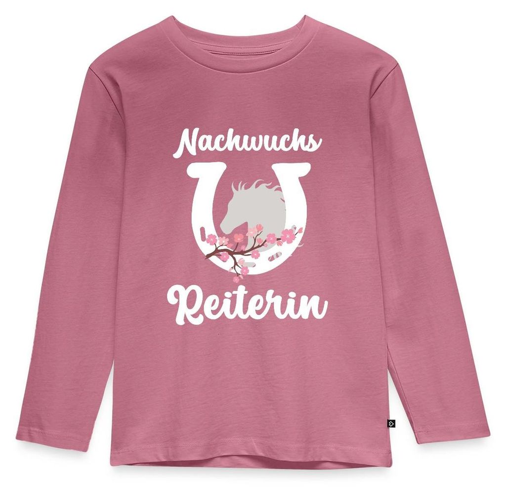 Spreadshirt Nachwuchs Reiterin | Hufeisen Pferdeliebe Kinder Premium Langarmshirt, 110/116 (4 Jahre), Mauve
