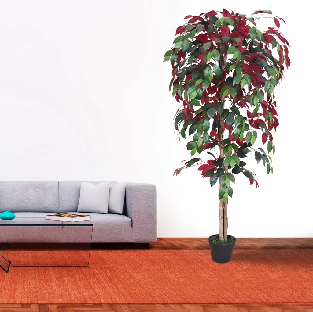 Ficus Benjamin Artificiale 150cm Rosso - Decovego Albero d'Arredo - 5