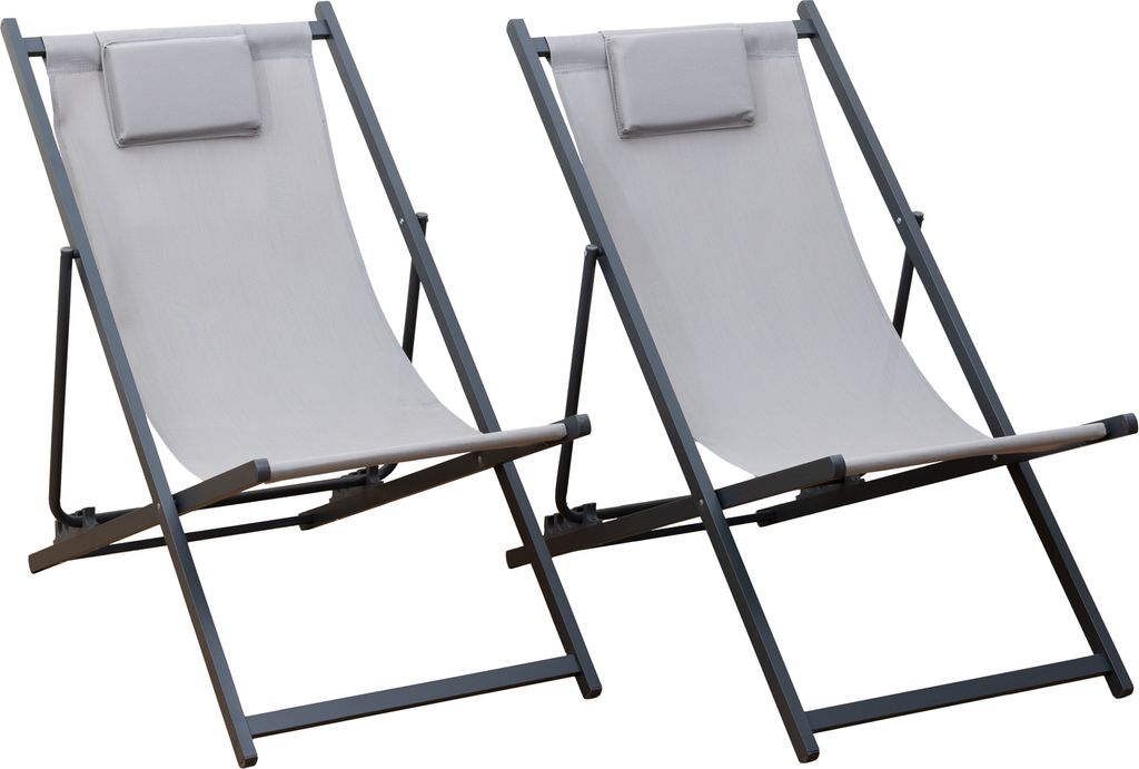 2er Set Chiliennes CYPRUS - Textilene grau/Struktur anthrazit