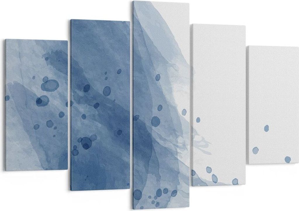 Bild auf Leinwand - Leinwandbild - 5 Teile - Blau Weiß Hintergrund - 150x100cm - Wand Bild - Wanddeko - Wandbilder - Leinwanddruck - Bilder - Wand...