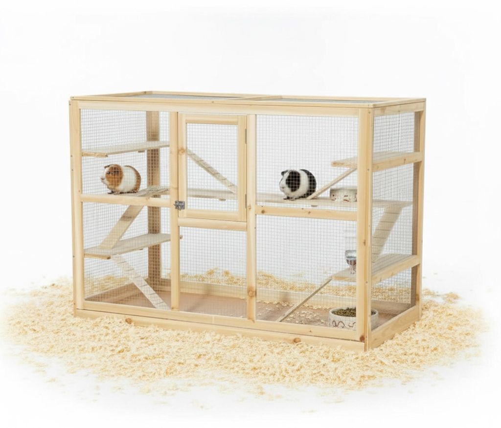 Mucola Nagerkäfig Freilaufgehege Holz Gehege Villa Hamsterkäfig Mäusekäfig Kleintierkäfig Käfig Rattenkäfig Kleintierstall