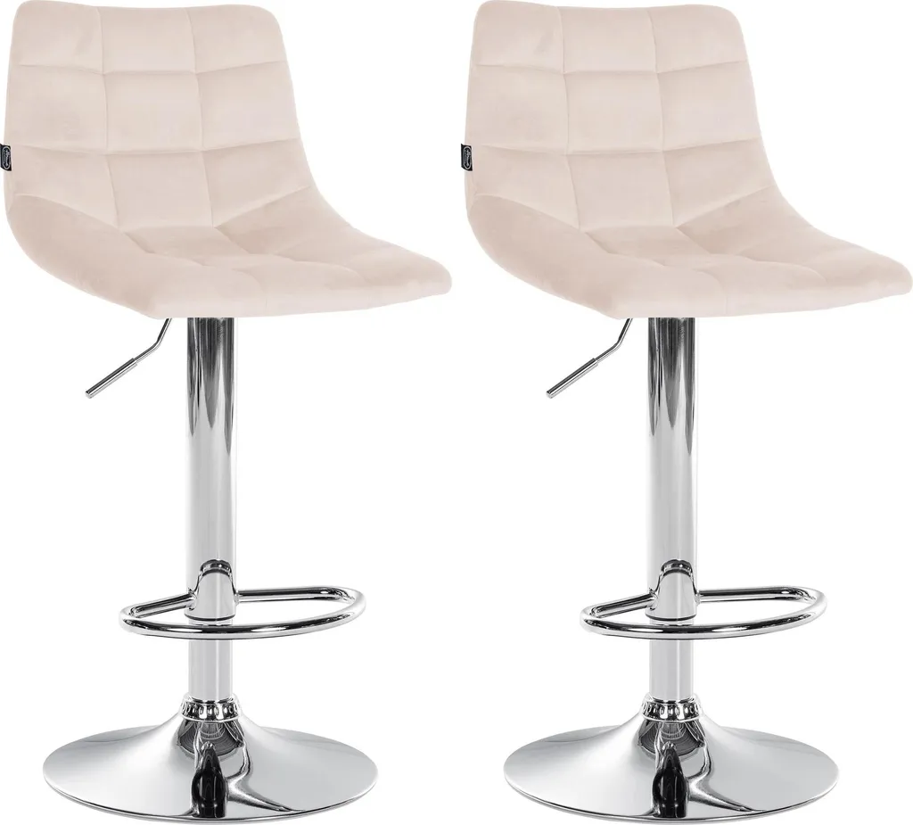 Set 2 Sgabelli Bar Jerry Velluto Crema | Arredo Glamour per Isola