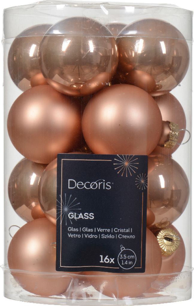 Weihnachtskugeln Glas 3,5cm 16 Stück - Prickelndrosa