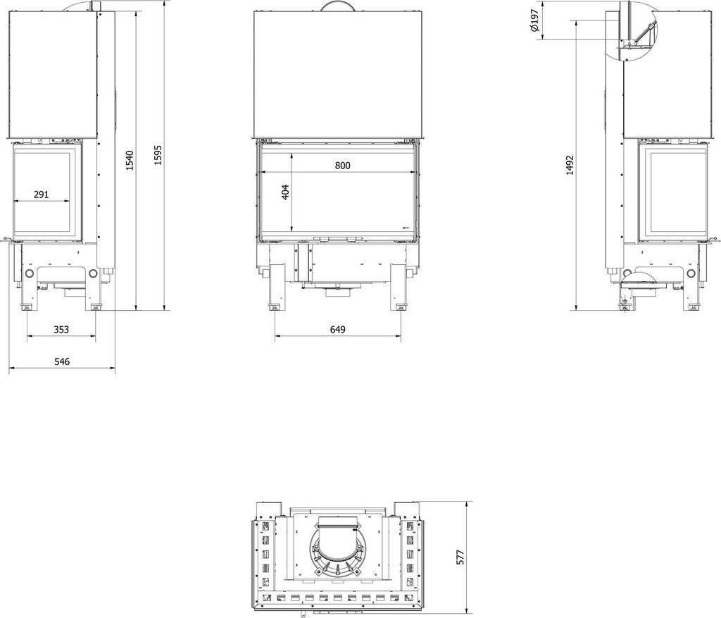 Inserto per caminetto KRATKI REGNOR 800/400 8 kW Ø 200 3 Immagine del prodotto 