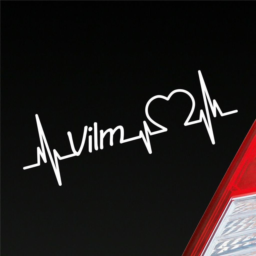 Auto Aufkleber Vilm Herz Puls Insel Island Ostsee Liebe Love 19x7 cm Weiss Glanz Sticker Heckscheibenaufkleber