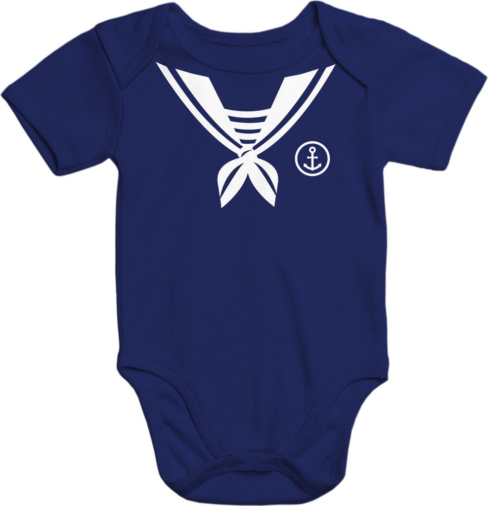 kurzarm Baby-Body mit Aufdruck Matrose Sailor Fasching Karneval Baumwolle Moonworks 0-3 Monate