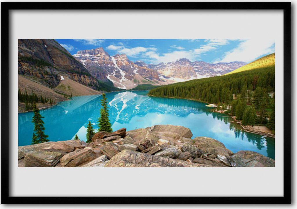 Bild 100x70 MDF-Rahmen Wandkunst Mountain Lake Natur