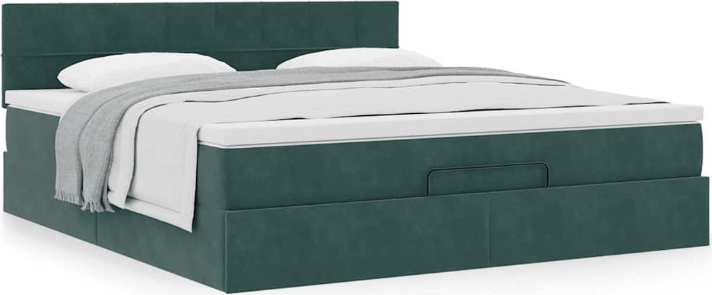Maison Exclusive - Ottoman-Bett mit Matratze Dunkelgrün 180x200 cm Samt