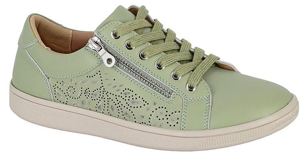 Boulevard - "Action" Sneaker für Damen, Leder DF4656 (36 EU) (Minzgrün)