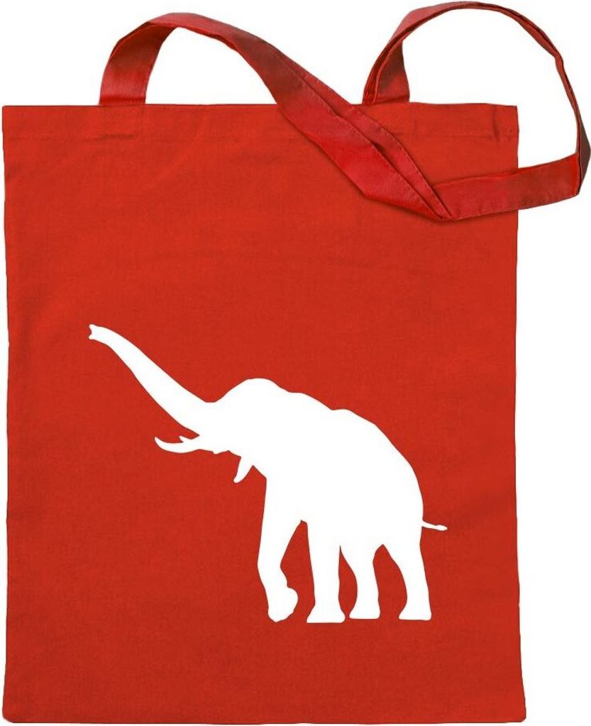 Kiwistar - Baumwolltasche - rot - Elefant Motiv 5 - Rüsseltiere - Tragetasche Stoffbeutel Umhängetasche Langer Henkel