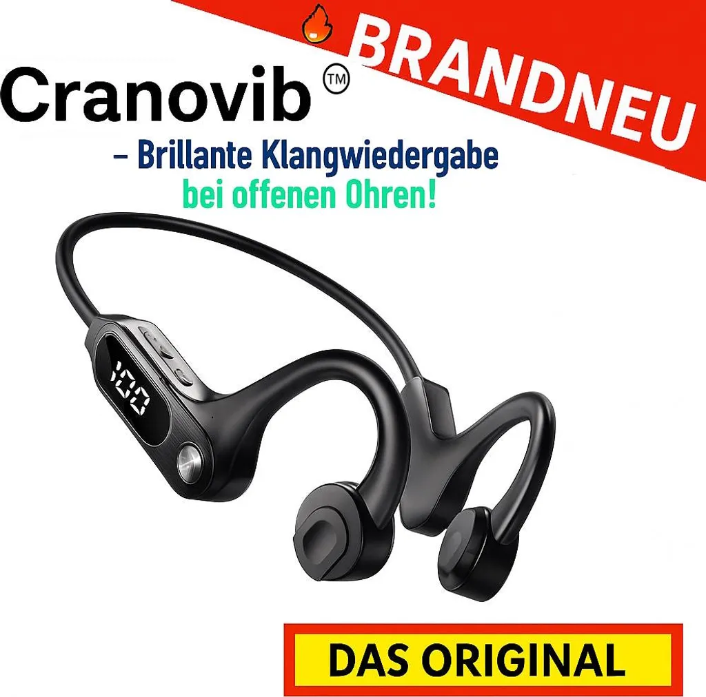 Cranovib™ Casque à Conduction Osseuse Bluetooth Sport Étanche IPX8 Noir