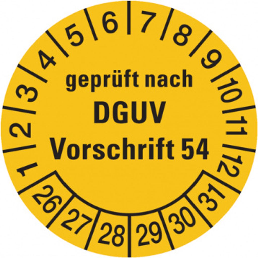 Dreifke Aufkleber Prüfplakette, nach DGUV Vorschrift 54, gelb/schwar...