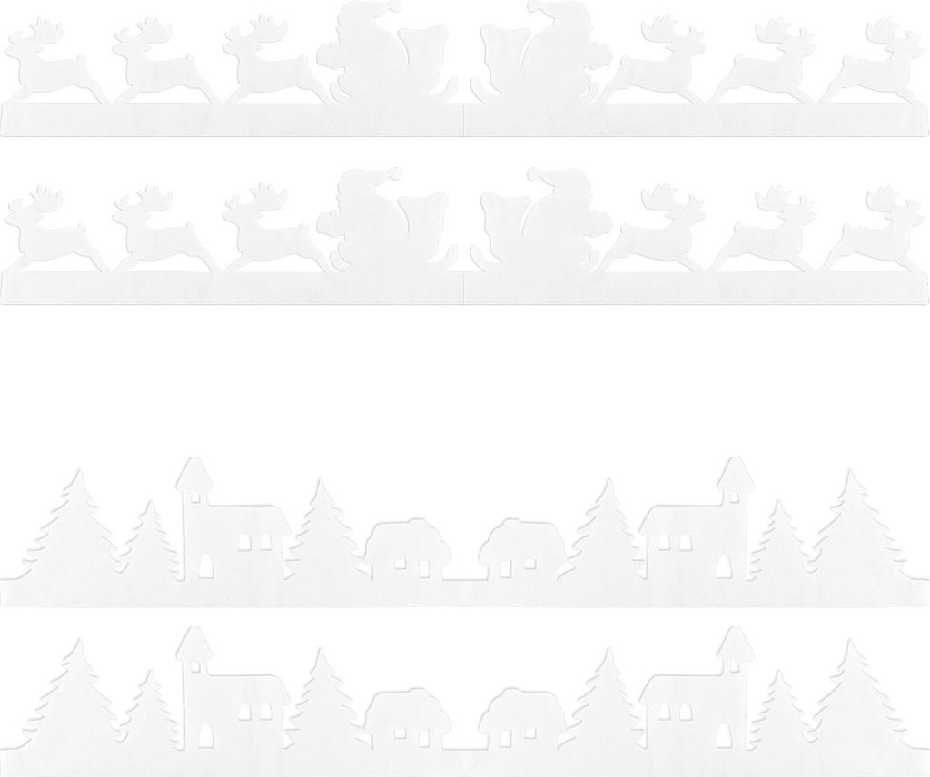 com-four 4x Dekogirlande Winter - Deko-Band mit Schlitten, Weihnachtsmann und Winterstadt - weihnachtliche Tischdeko - Tischläufer für Weihnachten