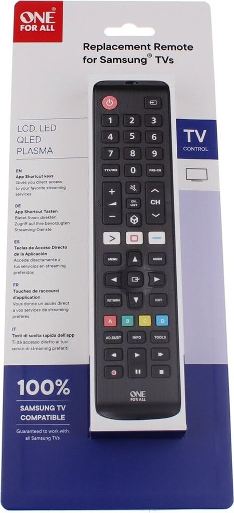 One For All TV Replacement Remotes URC4910, TV, IR Produktbild 