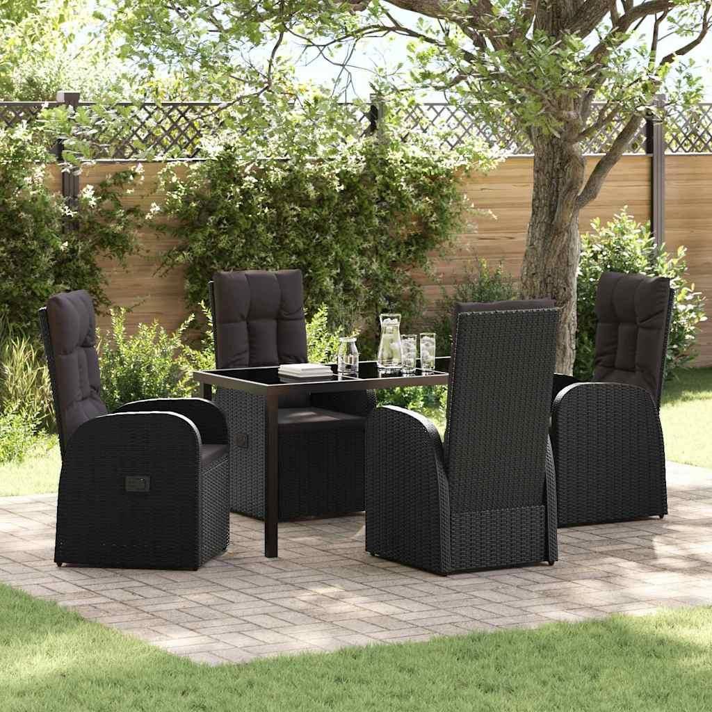 Maison Exclusive - Garten Essgruppe mit Kissen 5 pcs Schwarz Poly-Rattan