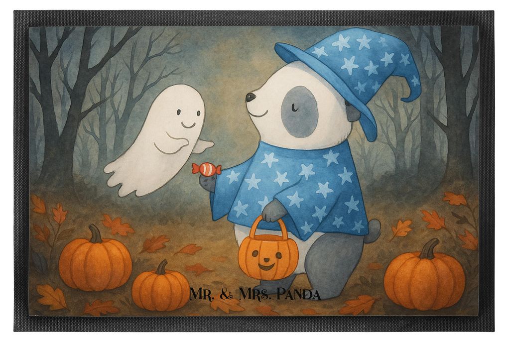 Mr. & Mrs. Panda Fussmatte Panda Zauberer Design 50 x 75 cm - Weiß - Geschenk, Schmutzfangmatte, flurmatte, abstreifer, fußmatte, Halloween, Tric...
