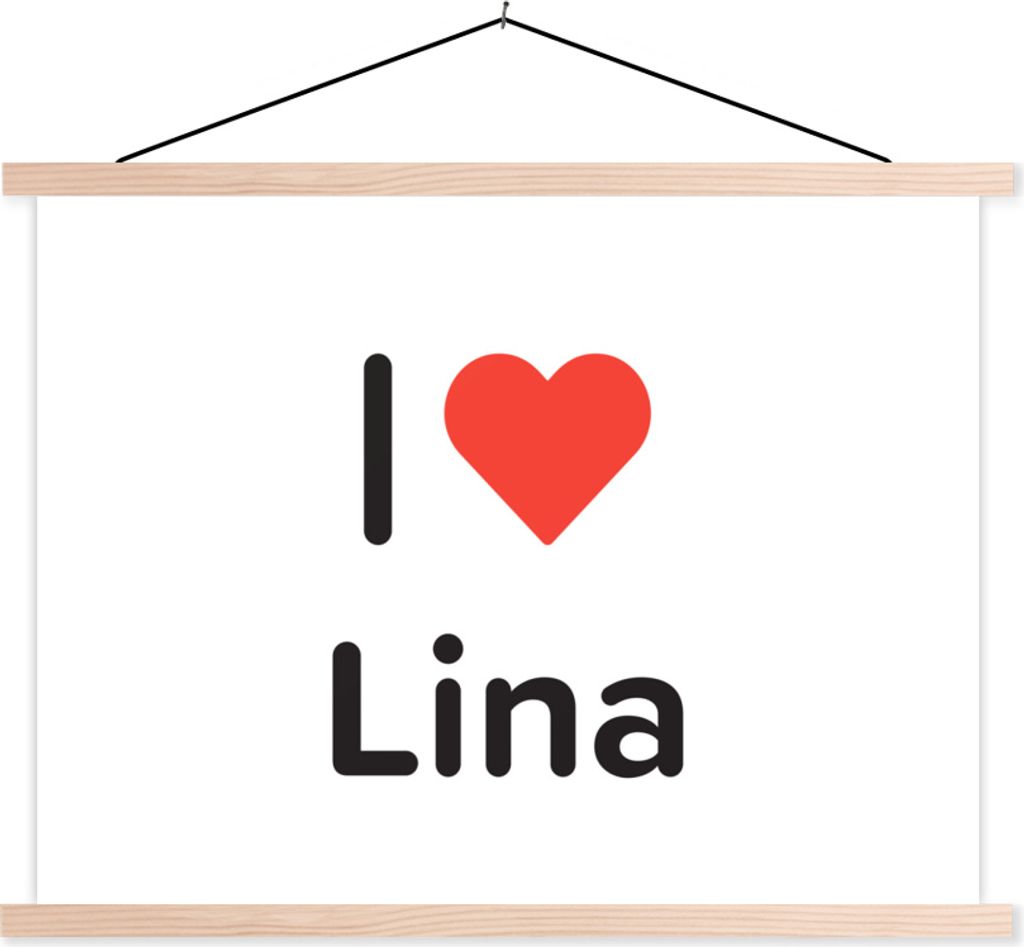 MuchoWow Textilposter Ich liebe - Lina - Mädchen 60x45 cm mit holzfarbenen Rahmen - Bild