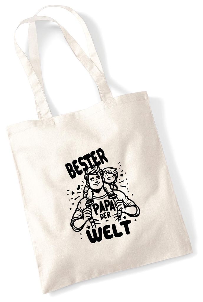 Huuraa Jutebeutel Bester Papa der Welt 10 Liter Natural Baumwolle Tasche Geschenkidee