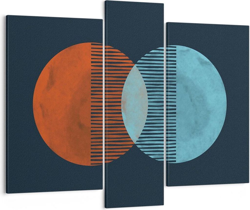 Bild auf Leinwand - Leinwandbild - 3 Teile - Geometrie Abstraktion Minimalismus - 95x80cm - Wand Bild - Wanddeko - Wandbilder - Leinwanddruck - Bil...