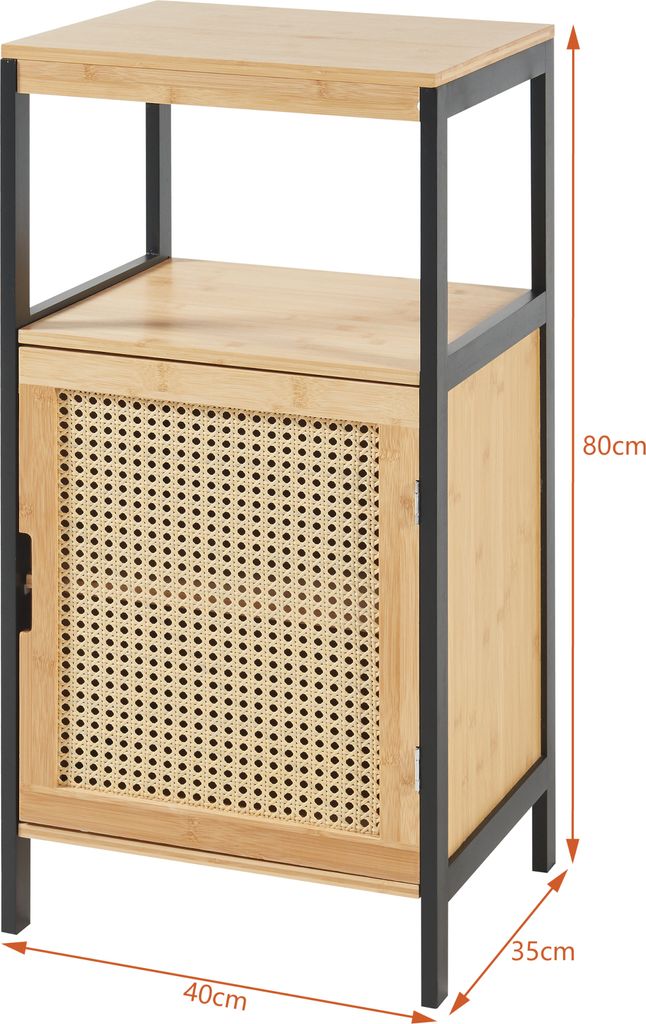 Badezimmerschrank 'Tervola' 80x40x35cm Bambus/Rattanoptik
