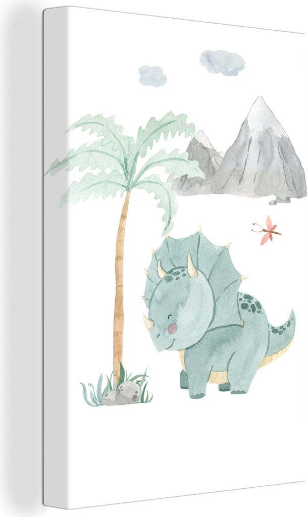 OneMillionCanvasses - Leinwandbilder - 90x140 cm, Kinderzimmer - Dinosaurier - Baum - Kinder - Kind, Wandbilder Kunstdruck Wanddekoration - Wands...