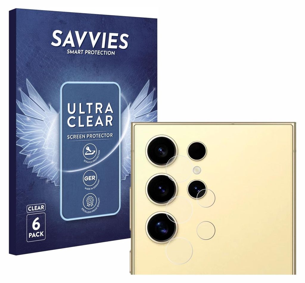 6x Für Samsung Galaxy S24 Ultra (NUR Kameraschutz) Schutzfolie Savvies Displayschutz Display Schutz Folie Klar Transparent