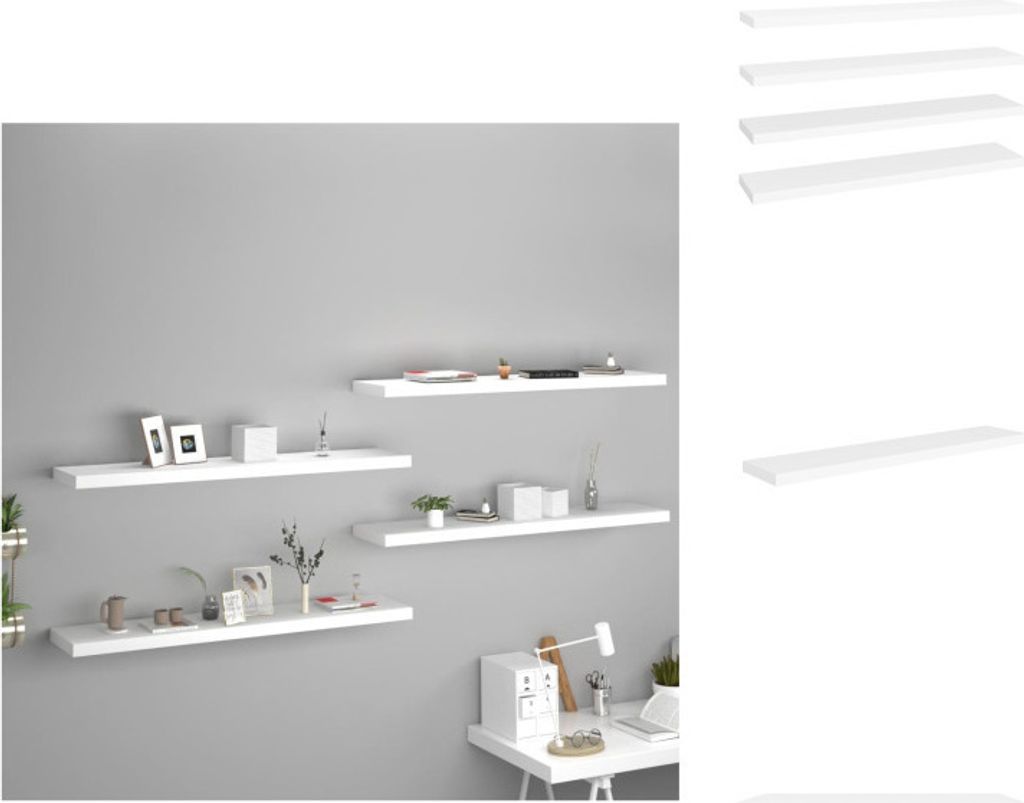 vidaXL Schweberegale 4 Stk. Weiß 120x23,5x3,8 cm MDF - Wandregale