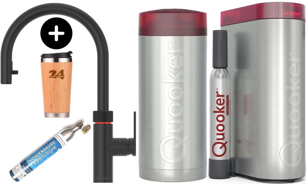 »QUOOKER FLEX Zugauslauf Schwarz COMBI+ B mit CUBE 2 Produktbild 