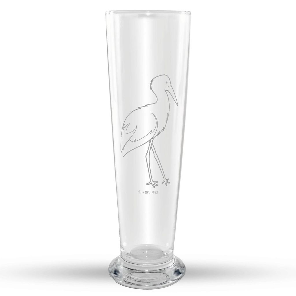 Mr. & Mrs. Panda Bier Glas Storch - Transparent - Geschenk, Baby, Bierglas, Geburt, Weißbierglas, Mutter, Tiermotive, Weizenbier, Schwanger, Weize...