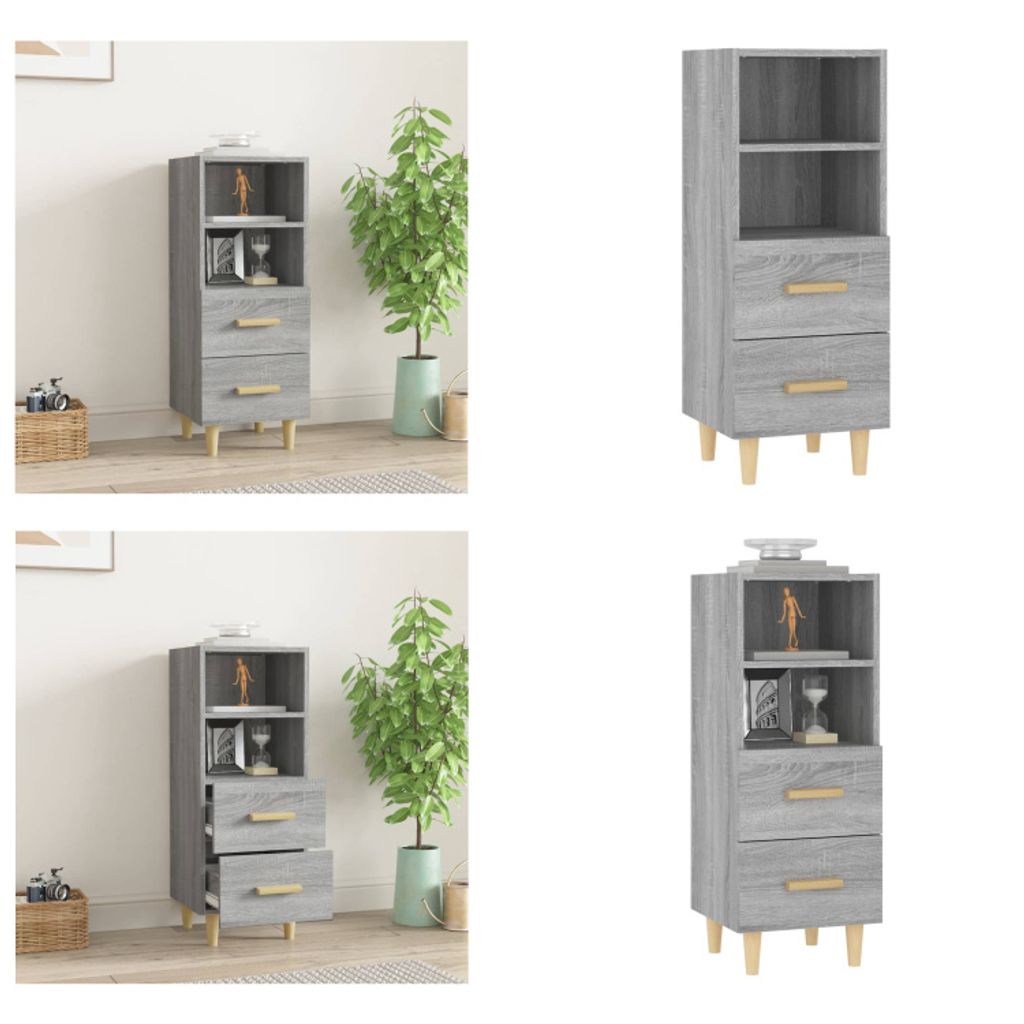 vidaXL Sideboard Grau Sonoma 34,5x34x90 cm Holzwerkstoff - Sideboard - Sideboards - Schrank - Aufbewahrungsschrank