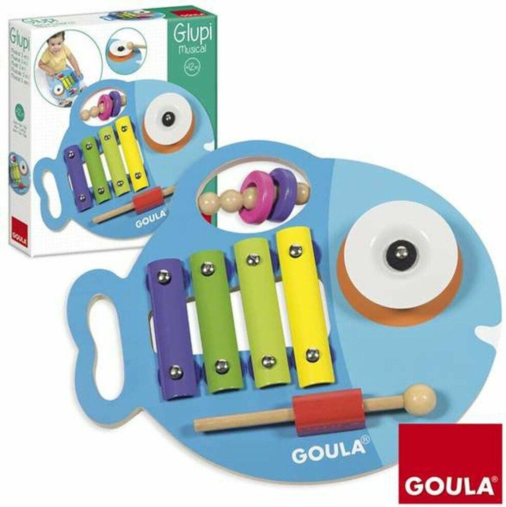 Jumbo Spiele GOULA Glupi Musik 3 in 1, Xylophon, Rassel, Zimbel, Instrument, Kinder, Holz, 53143