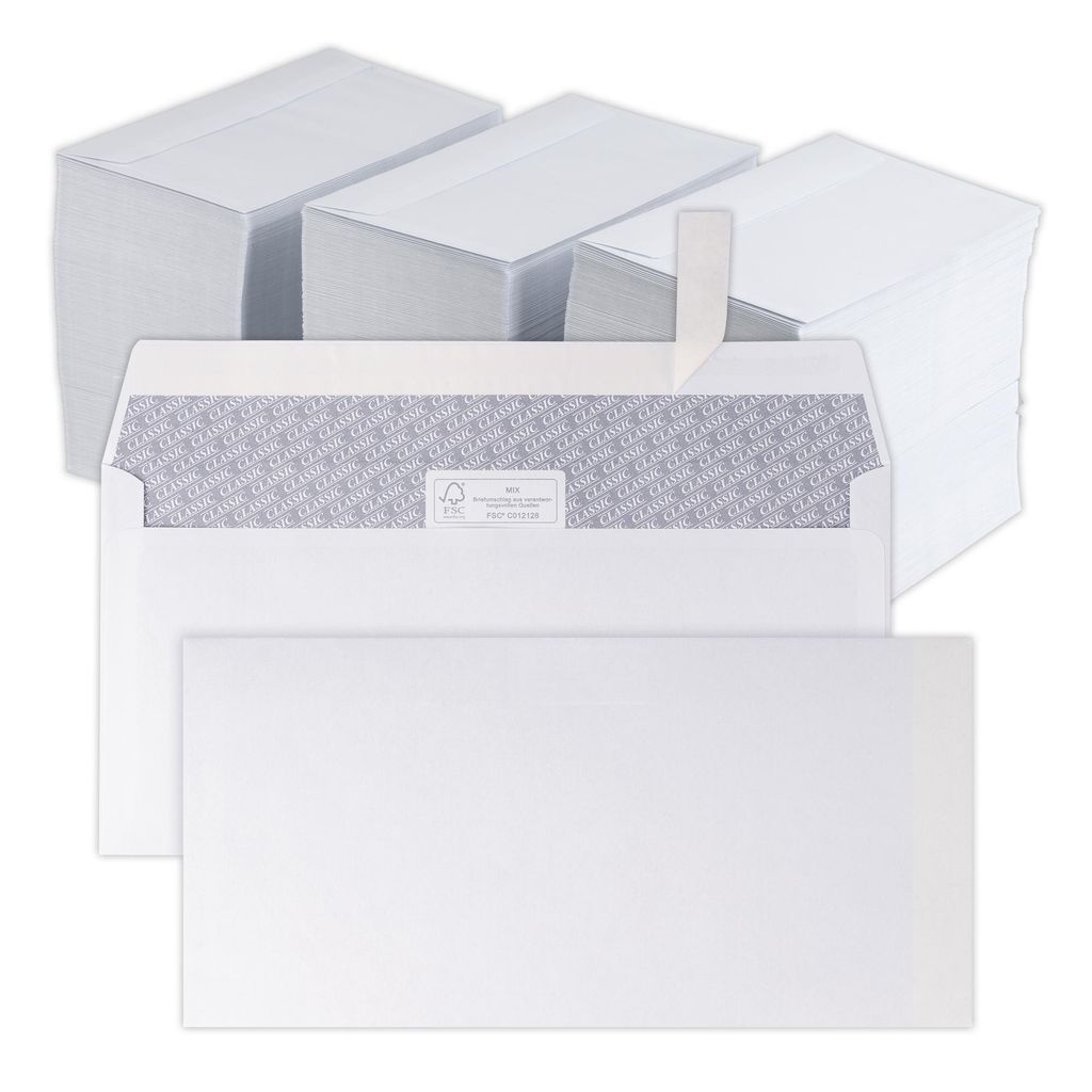 100 buste - buste lunghe C5/6 DIN senza finestra - 110x220 Immagine del prodotto 