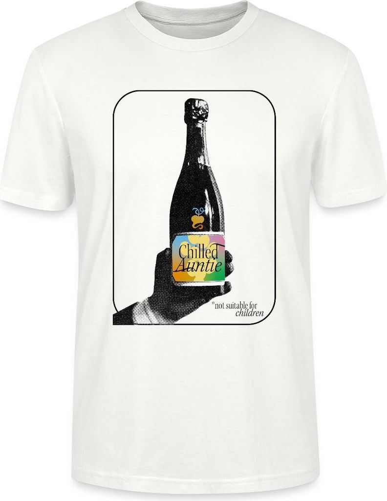 Spreadshirt Chilled Auntie Pop-Art Bottle Uni Bio T-Shirt, M, Weiß