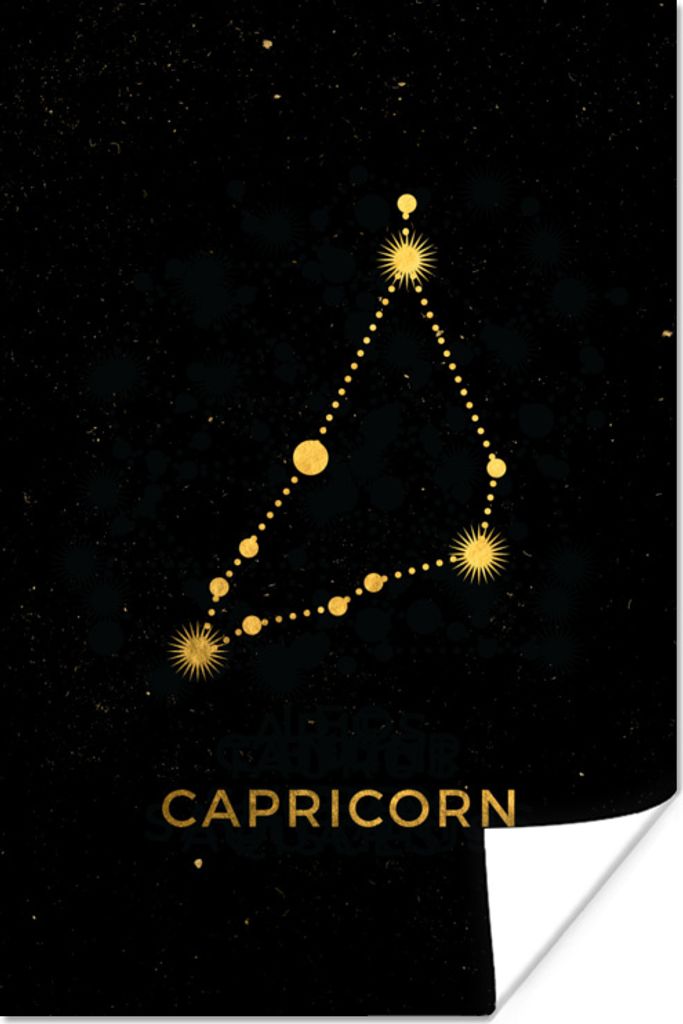MuchoWow Poster Tierkreiszeichen - Steinbock - Astrologie - Gold 80x120 cm - Papierdruck