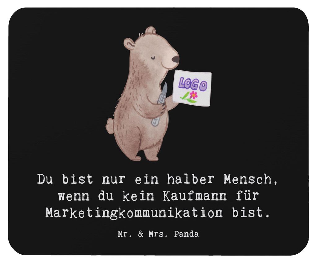 Mr. & Mrs. Panda Mouse Pad Kaufmann für Marketingkommunikation Herz - Schwarz - Geschenk, mousematte, Mauspad, notebook, computer mousepad