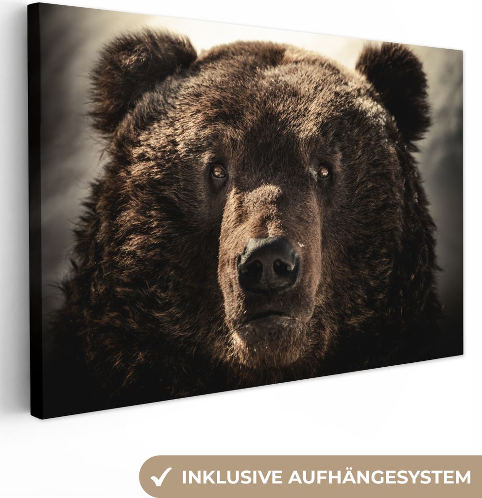 OneMillionCanvasses - Leinwandbilder - 140x90 cm, Bär - Fell - Braun, Wandbilder Kunstdruck Wanddekoration